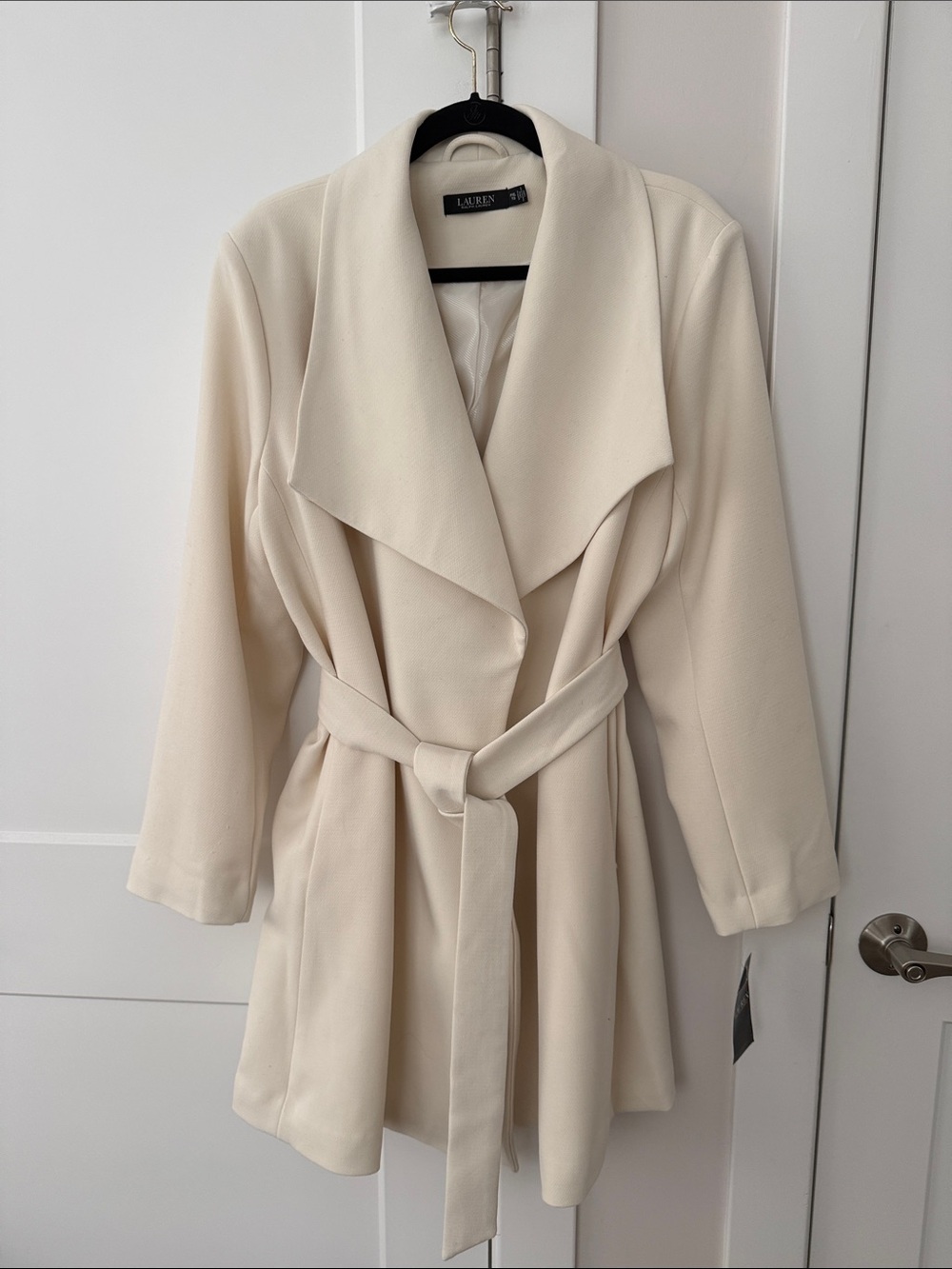 Lauren Ralph Lauren Cream Belted Wrap Trench Coat